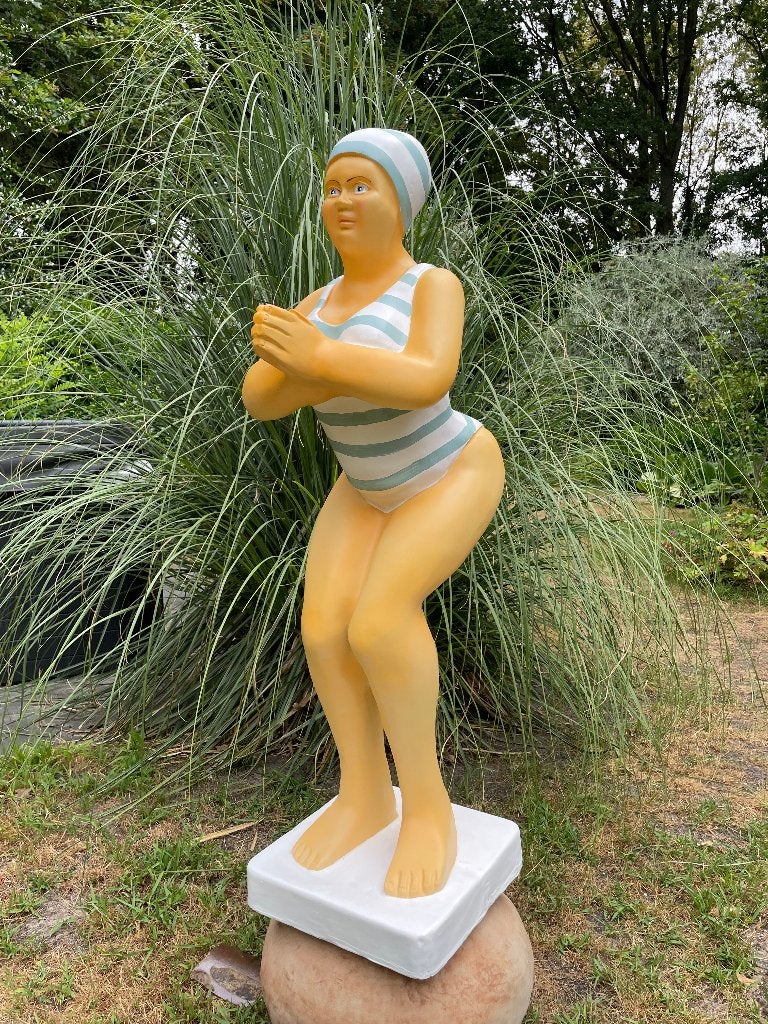 Duikende dame,  jacuzzi tuin, zwembad, vijver 115cm, Ophalen, Nieuw, Kunststof, Mensenbeeld