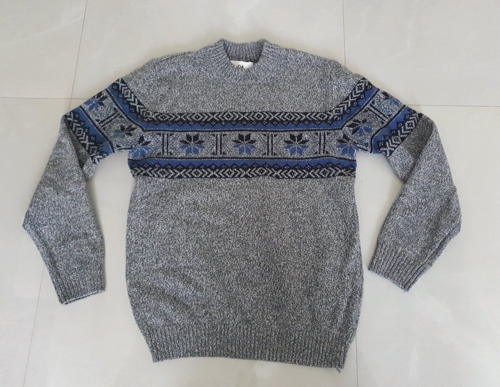 C&A Trui Maat S - Grijs met Blauw Patroon, Kleding | Dames, Ophalen of Verzenden, Zo goed als nieuw, Maat 36 (S), Grijs