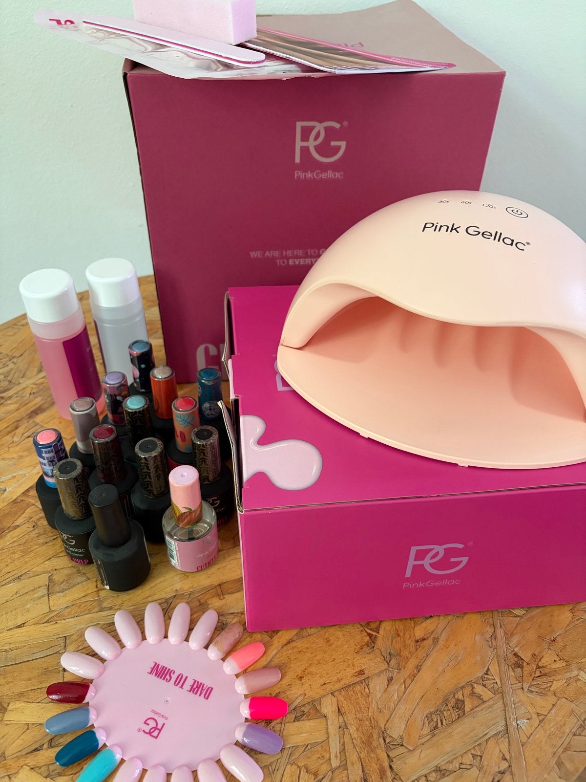 Pink Gellac complete set met 9 nagellakjes en verzorging, Ophalen, Zo goed als nieuw, Overige typen