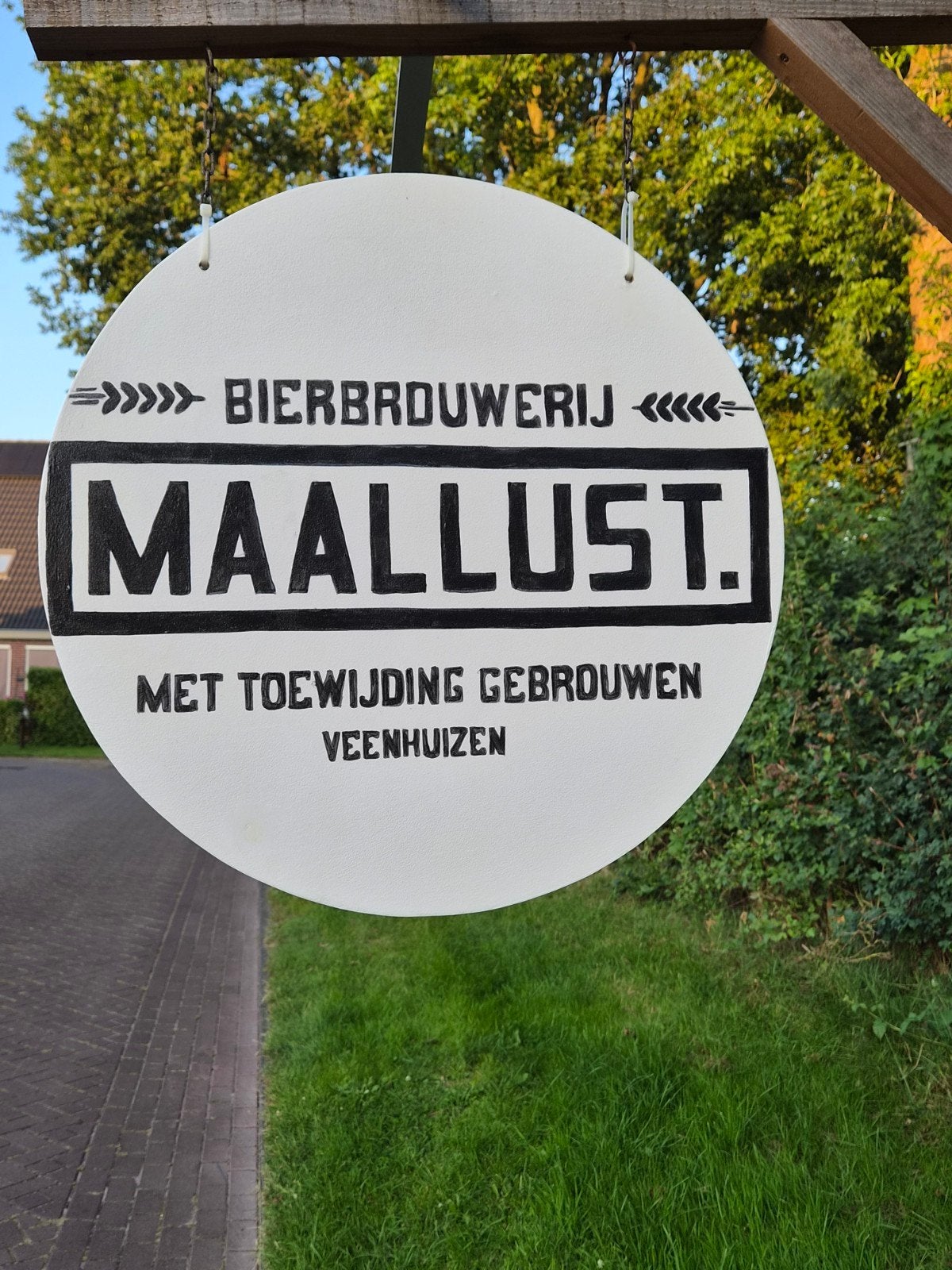 Handbeschilderd reclamebord Bierbrouwerij Maallust (59 cm), Ophalen, Zo goed als nieuw, Reclamebord