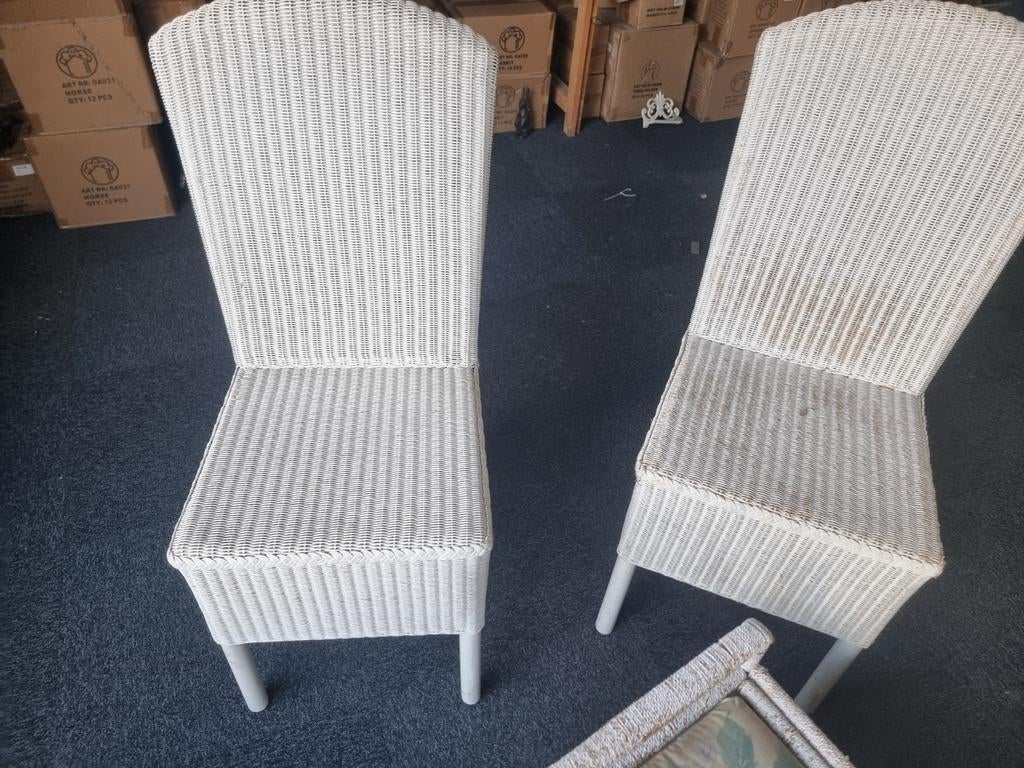 6 originele Lloyd Loom stoelen - Wit - Zeer goede staat, Ophalen of Verzenden