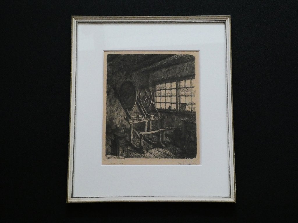Anton Pieck ets Friesche Klokkenmakery Joure 1920 gesigneerd, Antiek en Kunst, Kunst | Etsen en Gravures, Ingelijst, Ets, Ophalen of Verzenden