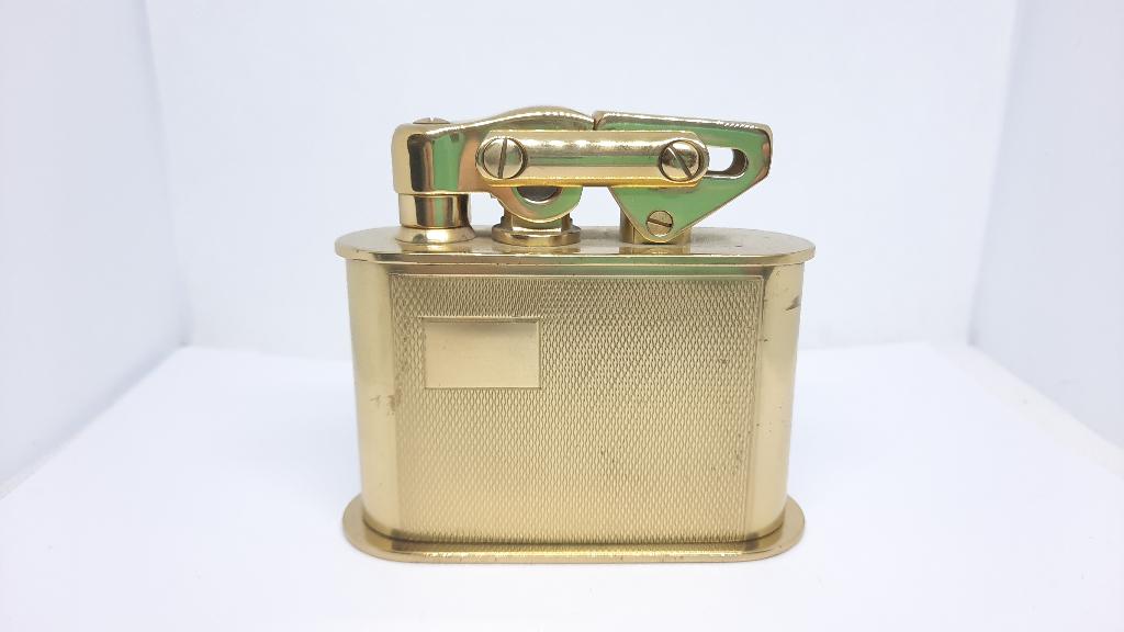 Antique Karl Wieden KW Goudkleurige Retro Tafelaansteker, Verzamelen, Rookartikelen, Aanstekers en Luciferdoosjes, Ophalen of Verzenden