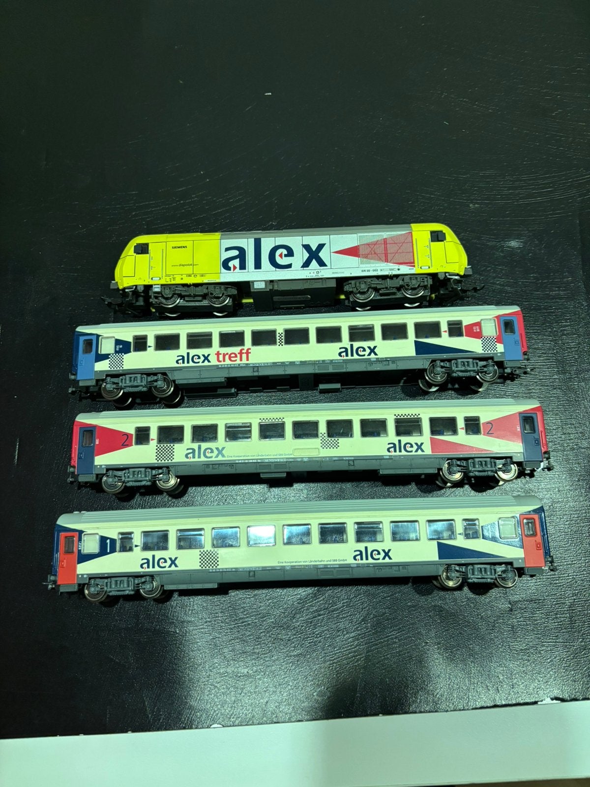 Piko siemens loc met 3 rijtuigen alex, Treinset, Gelijkstroom, Zo goed als nieuw, Piko
