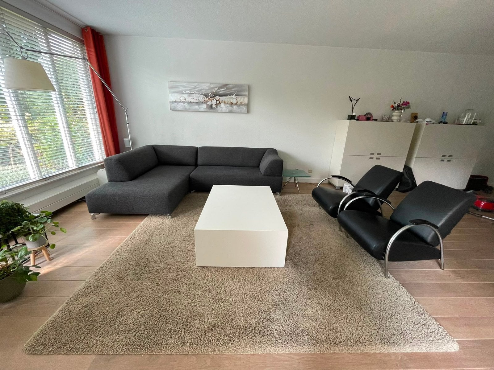 Moderne woonkamer inrichting - complete set, 250 tot 300 cm, Gebruikt, Hoekbank, 75 tot 100 cm