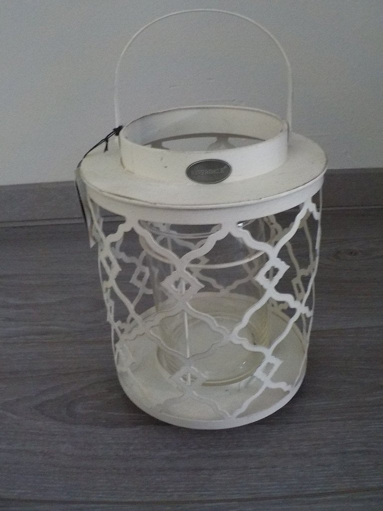 Riverdale Windlicht Wit Metaal | Nieuw | Lantaarn, Huis en Inrichting, Woonaccessoires | Kandelaars en Kaarsen, Wit, Ophalen of Verzenden
