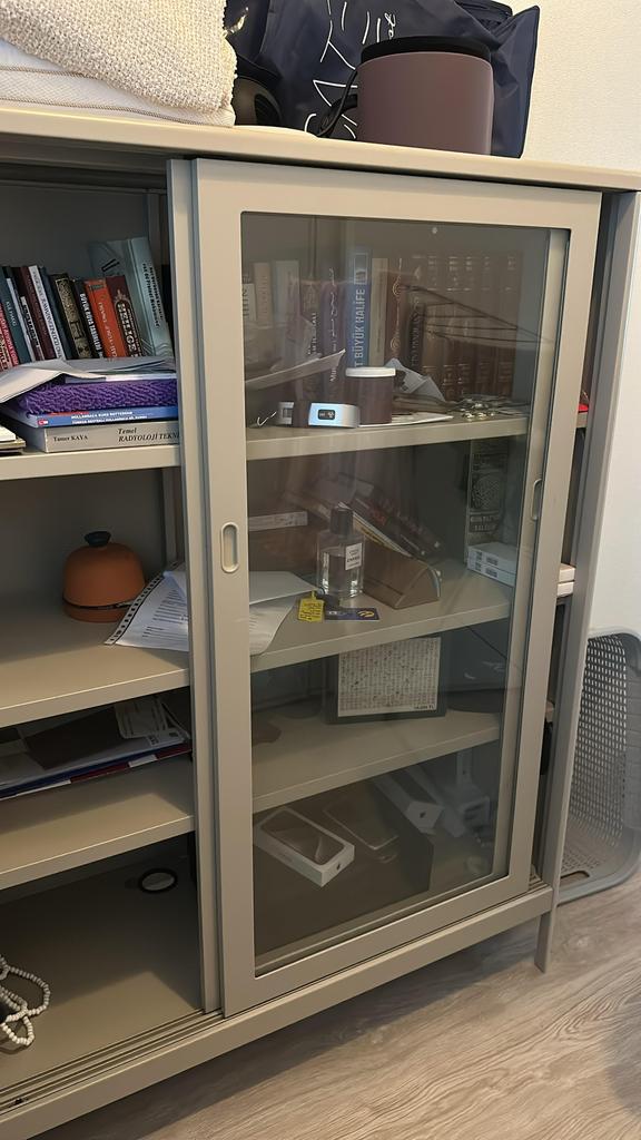 Kast stalen kast glazen ramen deuren, Huis en Inrichting, Kasten | Vitrinekasten, Ophalen, Zo goed als nieuw, 25 tot 50 cm, 200 cm of meer