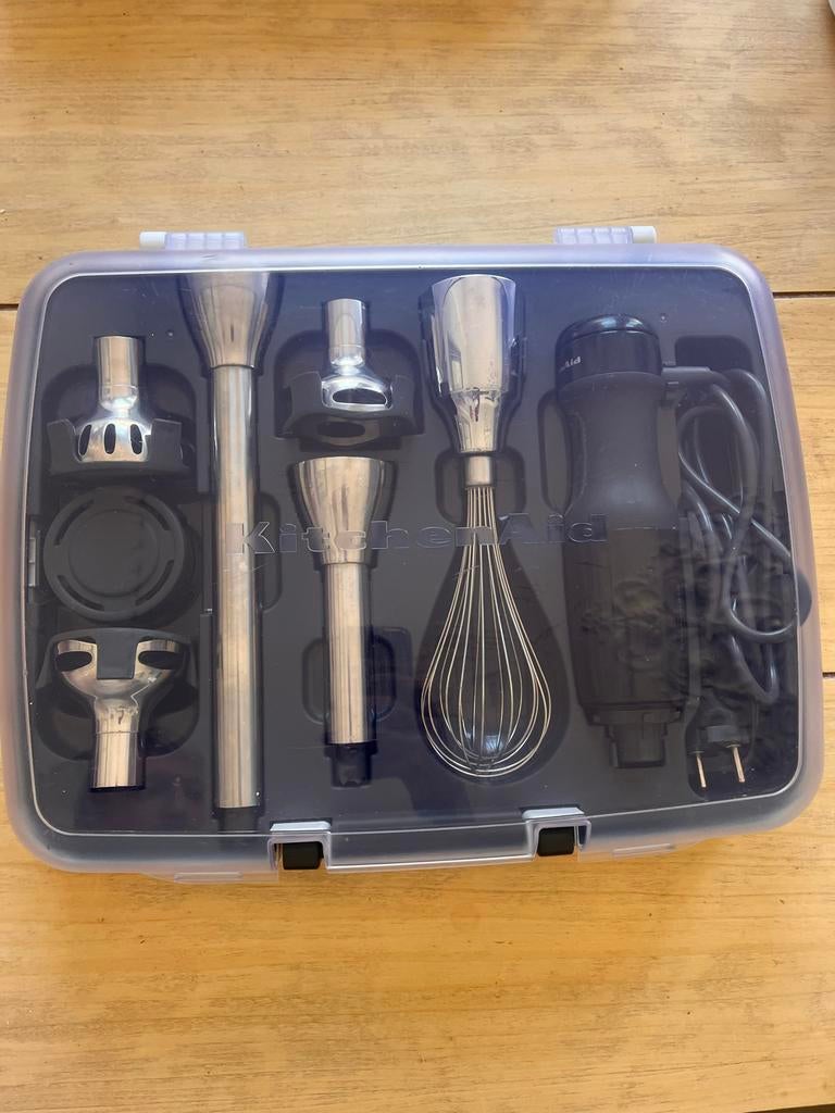Kitchenaid Zwarte Staafmixer Set met Accessoires, 1 tot 2 liter, Ophalen of Verzenden, Zo goed als nieuw, 3 snelheden of meer