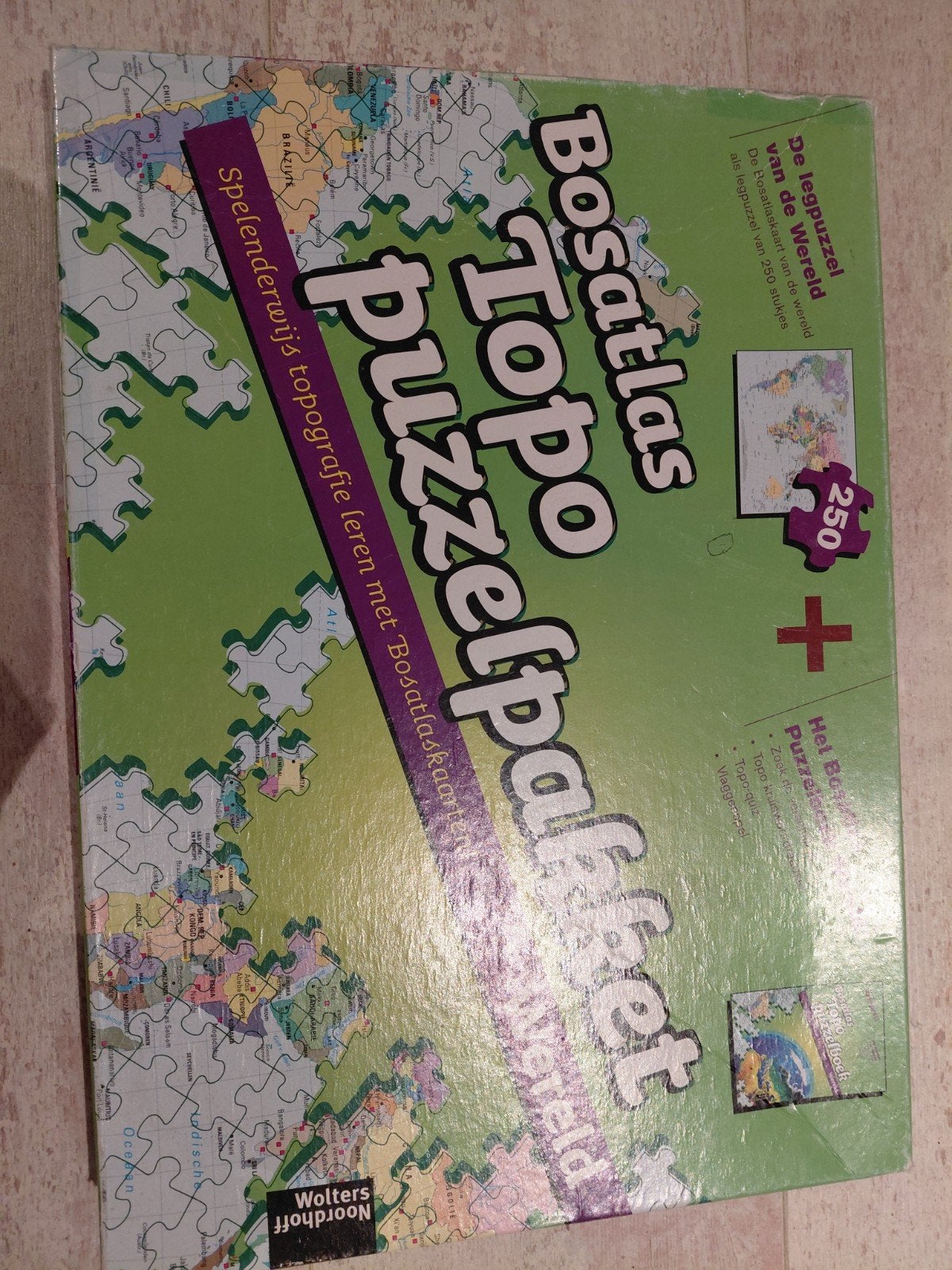 Bosatlas Topo Puzzel - Wereldkaart 250 stukjes, Ophalen, Minder dan 500 stukjes, Gebruikt, Legpuzzel