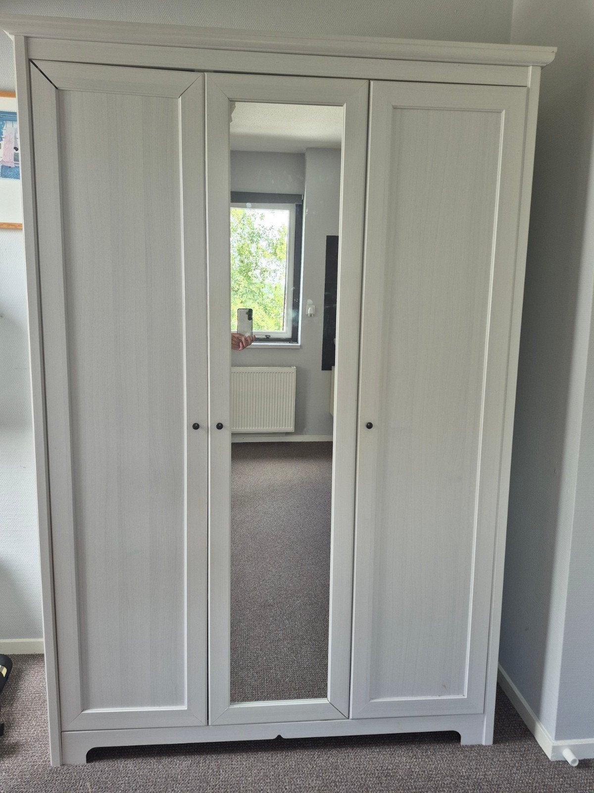 Witte kledingkast met spiegeldeur - Meidenkast, Ophalen, Gebruikt, 100 tot 150 cm, Modern