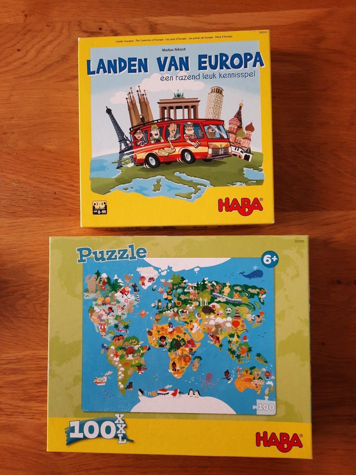 HABA Landen van Europa kennisspel & Wereldkaart puzzel, Ophalen of Verzenden, Minder dan 500 stukjes, Zo goed als nieuw, Legpuzzel