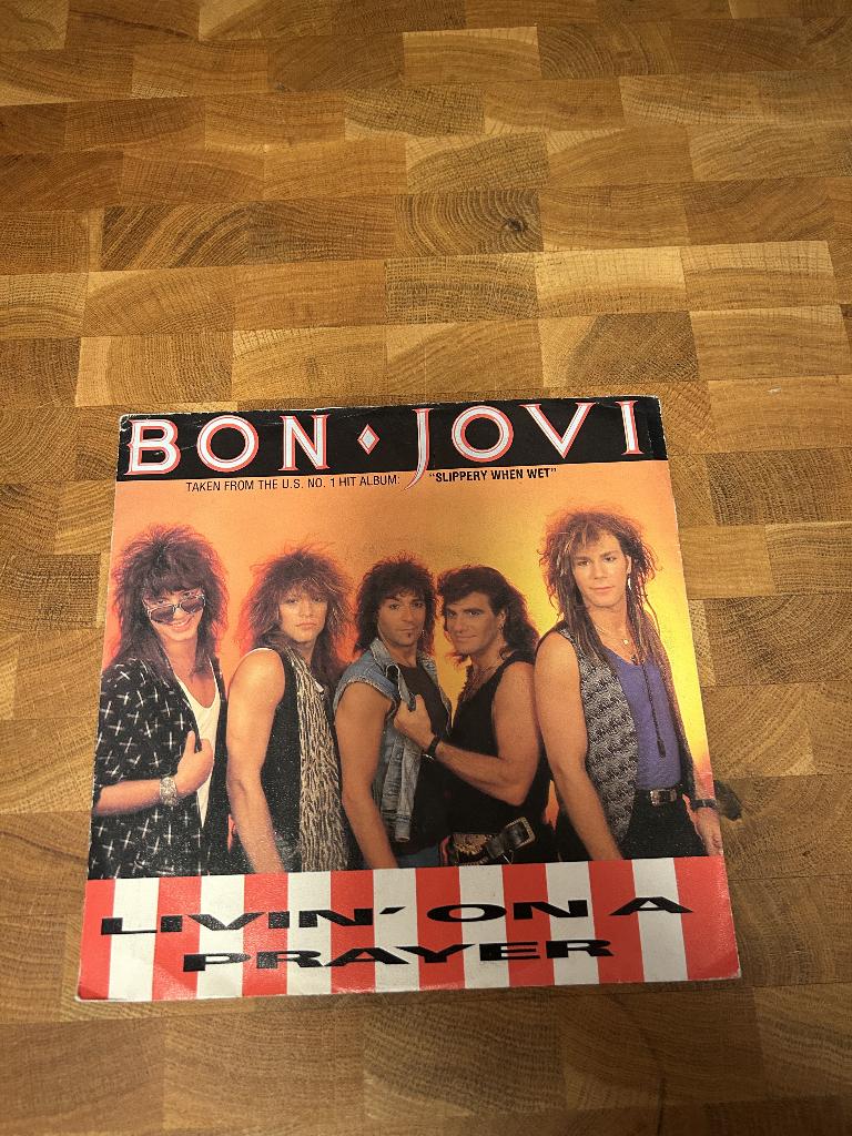 Bon Jovi Living on a prayer single, Cd's en Dvd's, Vinyl Singles, Ophalen of Verzenden, Gebruikt, Rock en Metal, Single