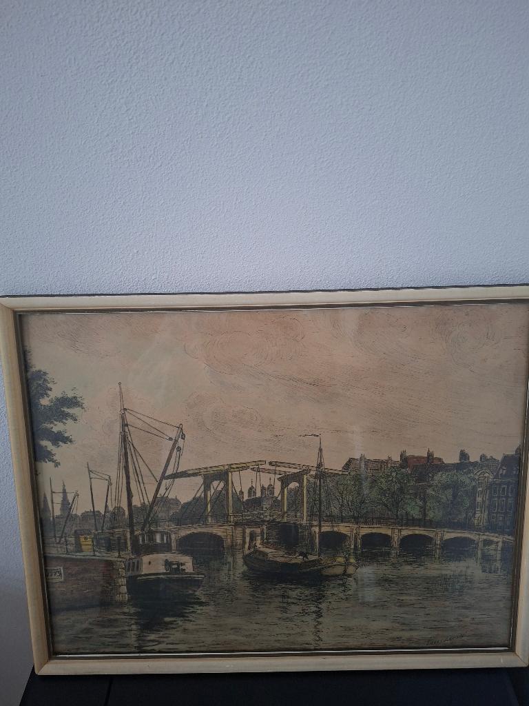 De Magere Brug Pentekening., Ophalen, Minder dan 50 cm, Tekening, Zo goed als nieuw