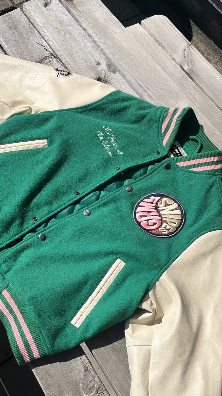 Snipes GRMY True Roots Varsity Jacket - Groen/Crème, Ophalen of Verzenden, Zo goed als nieuw, Maat 48/50 (M), Groen