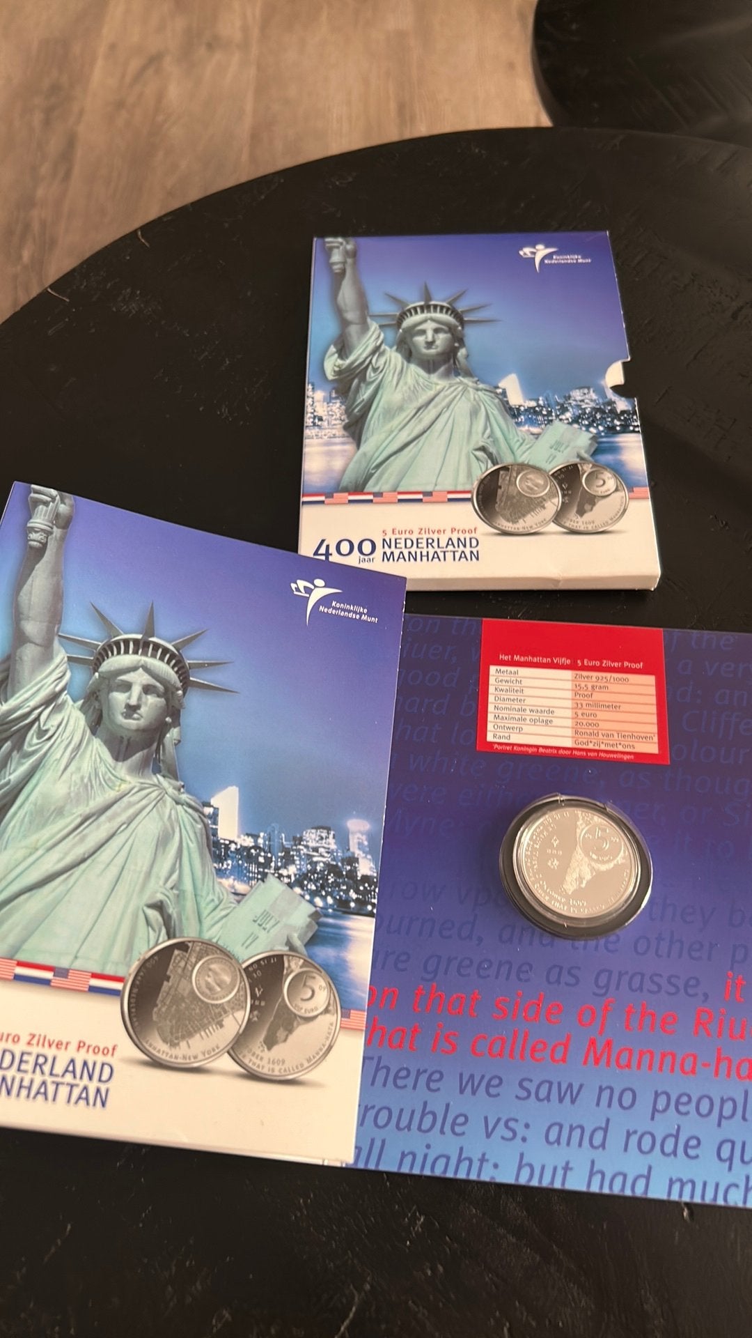 Zilveren 5 Euro Proof Manhattan 400 jaar, Ophalen of Verzenden, Overige landen, 5 euro, Zilver