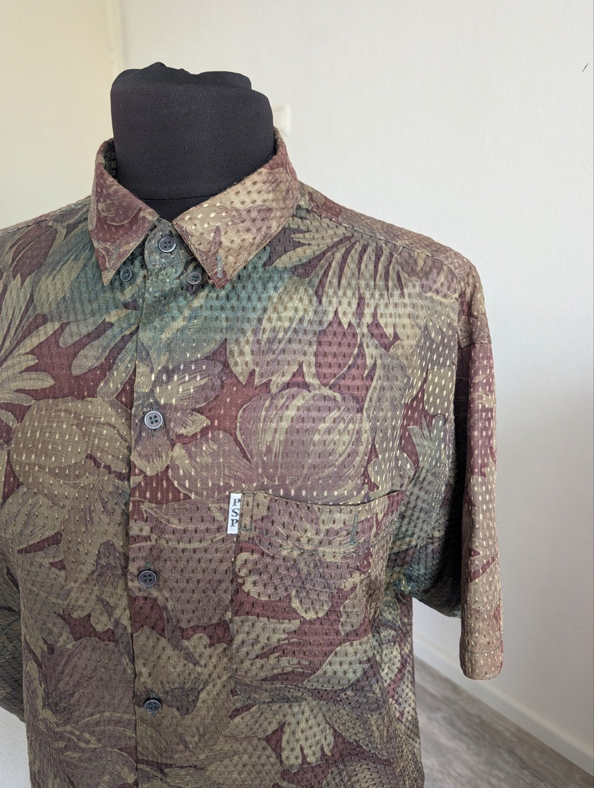 Vintage Thai Silk hemd met bloemen motief, Ophalen of Verzenden