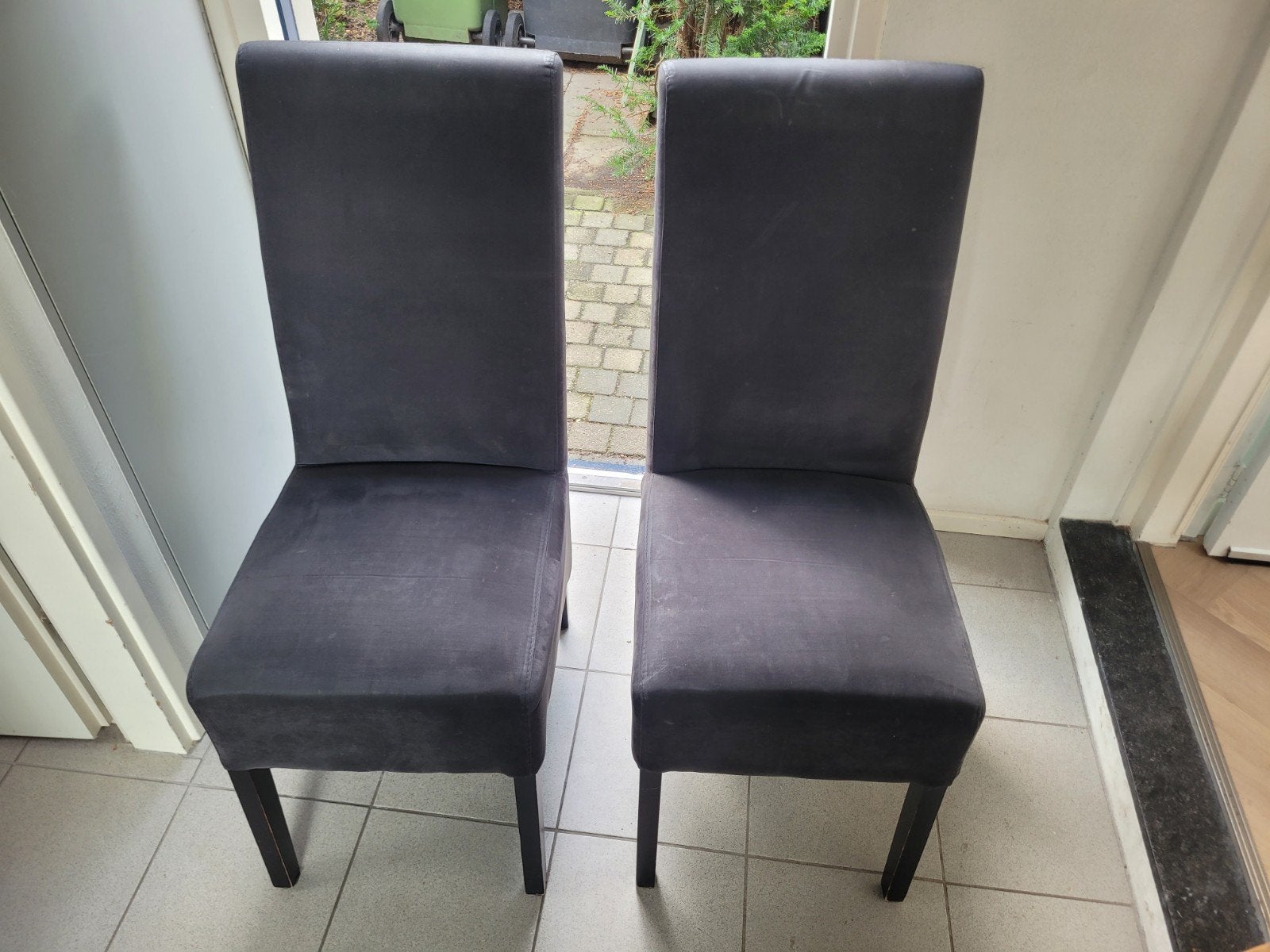 6 eetkamerstoelen - gebruikt, Huis en Inrichting, Ophalen, Gebruikt, Vijf, Zes of meer stoelen, Stof