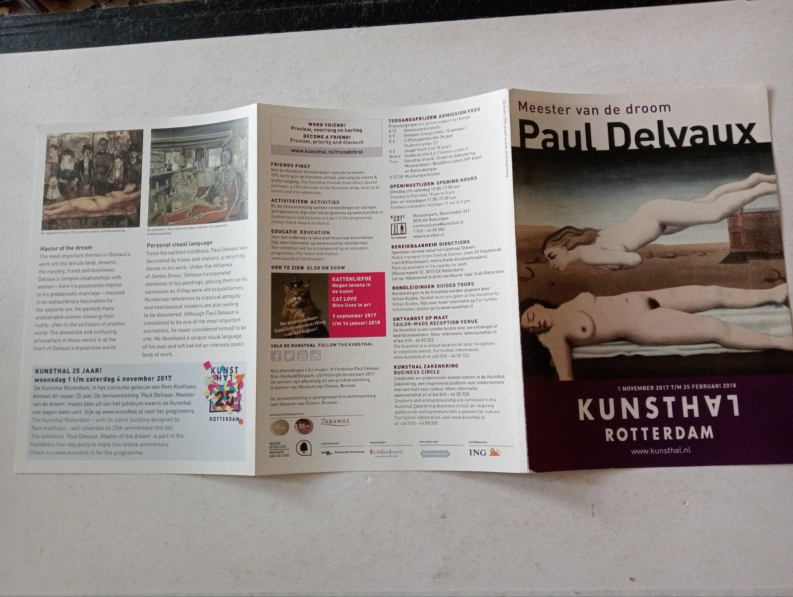Paul Delvaux brochure Kunsthal Rotterdam Naakt erotiek, Ophalen of Verzenden