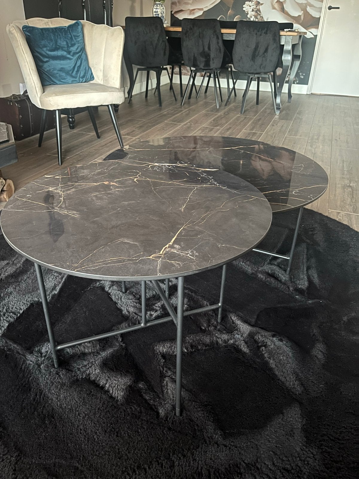 Set van 2 ronde salontafels van Woood. (Vida), Rond, Zo goed als nieuw, Glas, 50 tot 100 cm