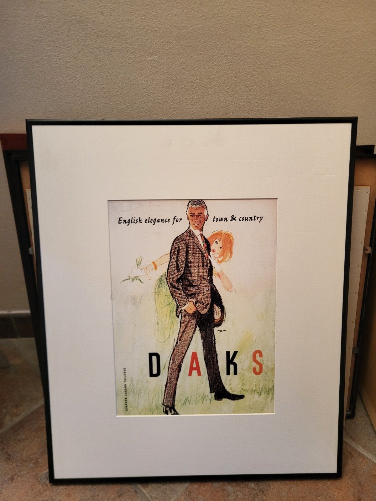 Vintage DAKS advertentie ingelijst, Antiek en Kunst, Kunst | Tekeningen en Foto's, Ophalen of Verzenden