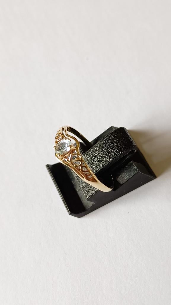 Gouden ring met Aquamarijn, 8 krt, Verzenden, Goud, Ring, Met edelsteen