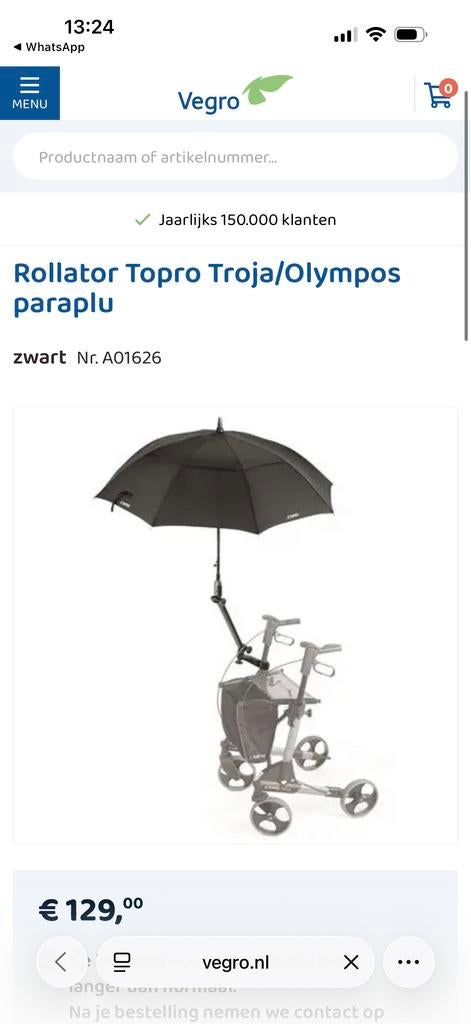 Paraplu rollator topro troja/olympos, Diversen, Rollators, Ophalen of Verzenden, Opvouwbaar, Nieuw