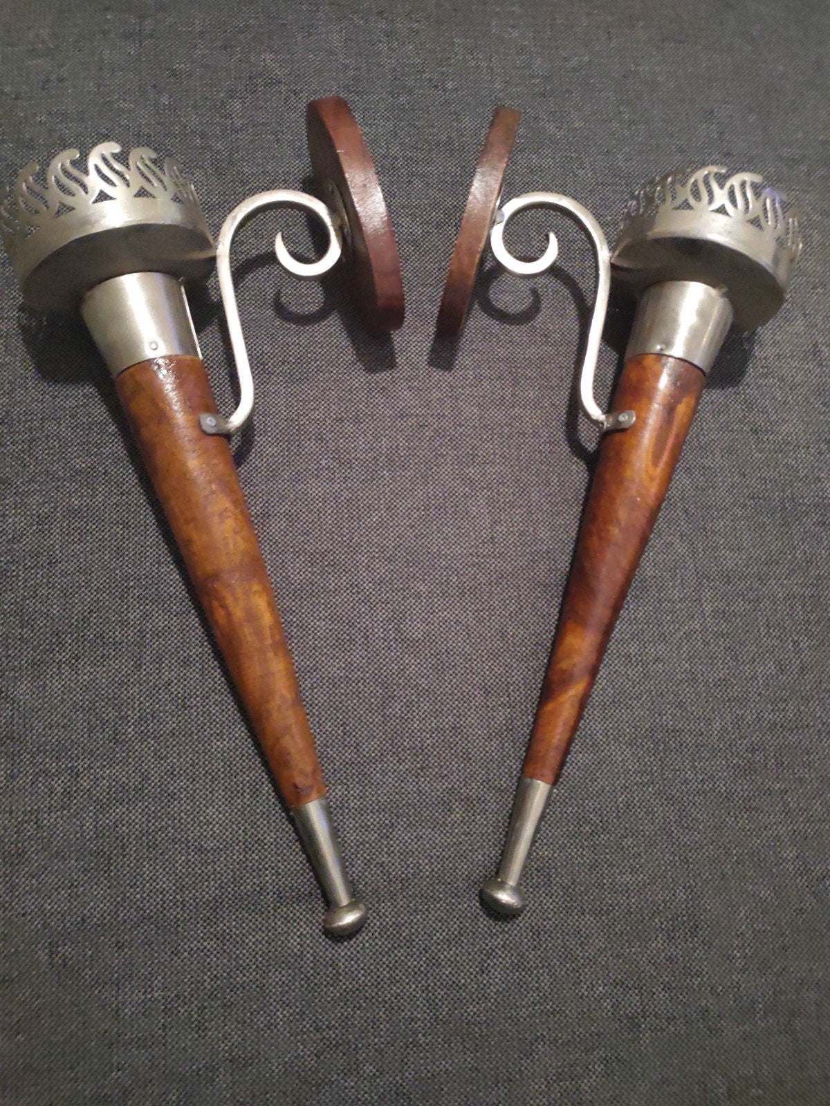 Set van 2 vintage wandfakkels / kandelaars, Antiek en Kunst, Ophalen of Verzenden, Overige materialen