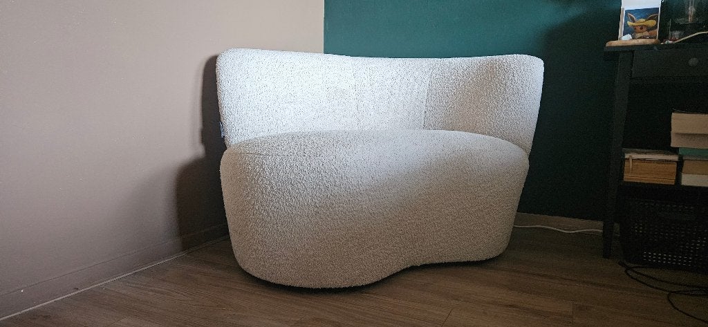 WOOOD fauteuil creme met leuning rechts, Ophalen, Nieuw, 75 tot 100 cm, 100 tot 125 cm