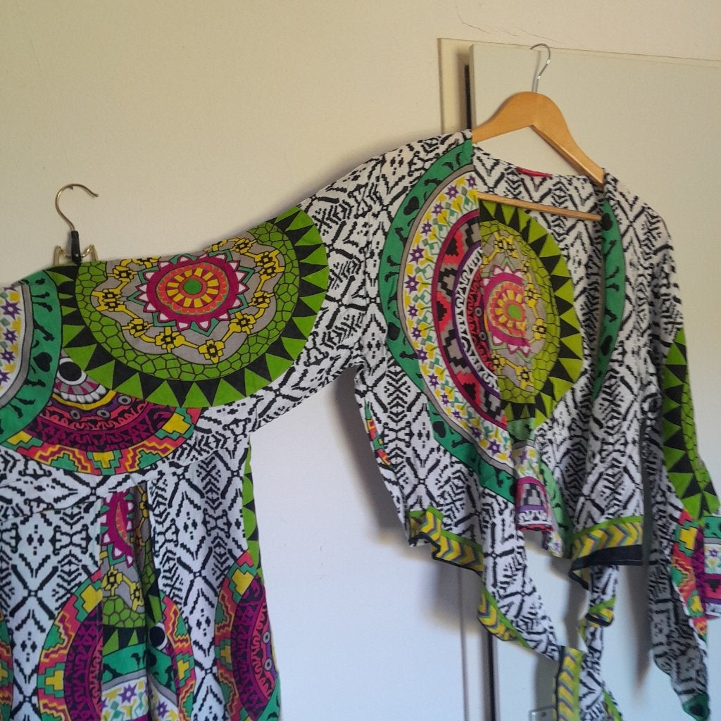 tantilly set broek en wikkelvest afrikaanse print L/XL, Meerkleurig, Maat 42/44 (L), Ophalen of Verzenden, Zo goed als nieuw