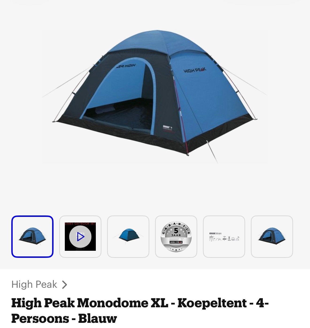 High Peak Monodome tent XL, Caravans en Kamperen, Ophalen, Zo goed als nieuw
