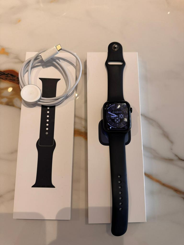Apple Watch Series 9 45mm 64 gb, Zwart, IOS, Ophalen of Verzenden, Waterdicht