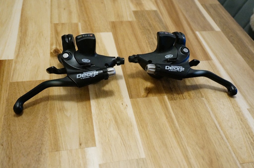 Shimano deore v-brake shifters combinatie 3*9, Gebruikt, Ophalen of Verzenden, Derailleur of Ketting, Aluminium