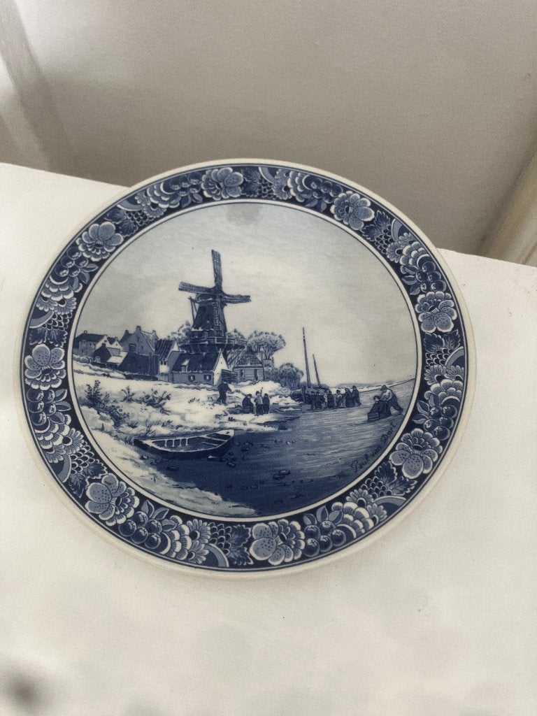 Delfts blauw wandbord "Bevroren Rivier" - Royal Goedewaagen, 20 cm, Decoratieobject, Ophalen of Verzenden, Zo goed als nieuw