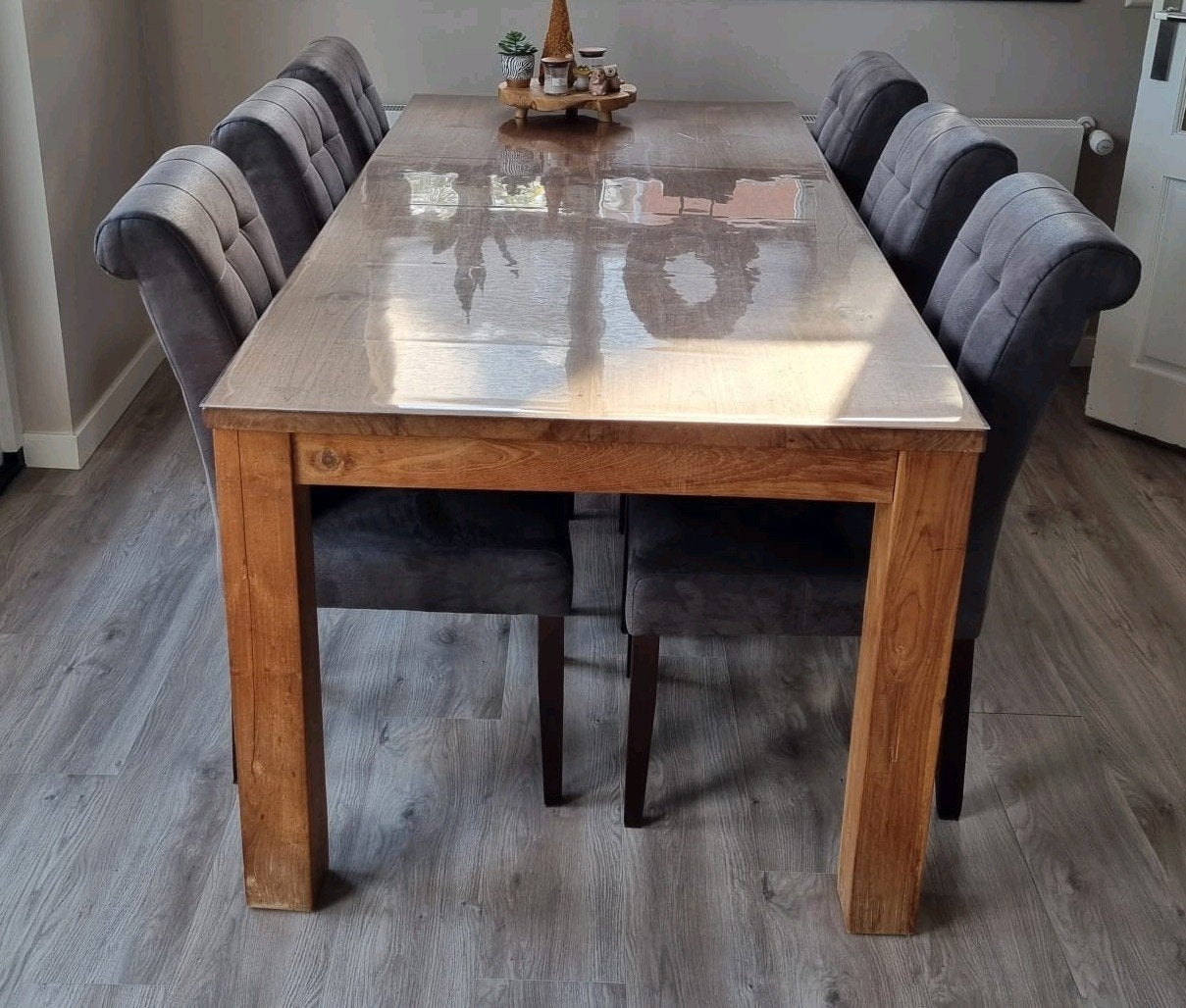 Eettafel Teak 220x99x79, Ophalen, Gebruikt, Teakhout, 200 cm of meer