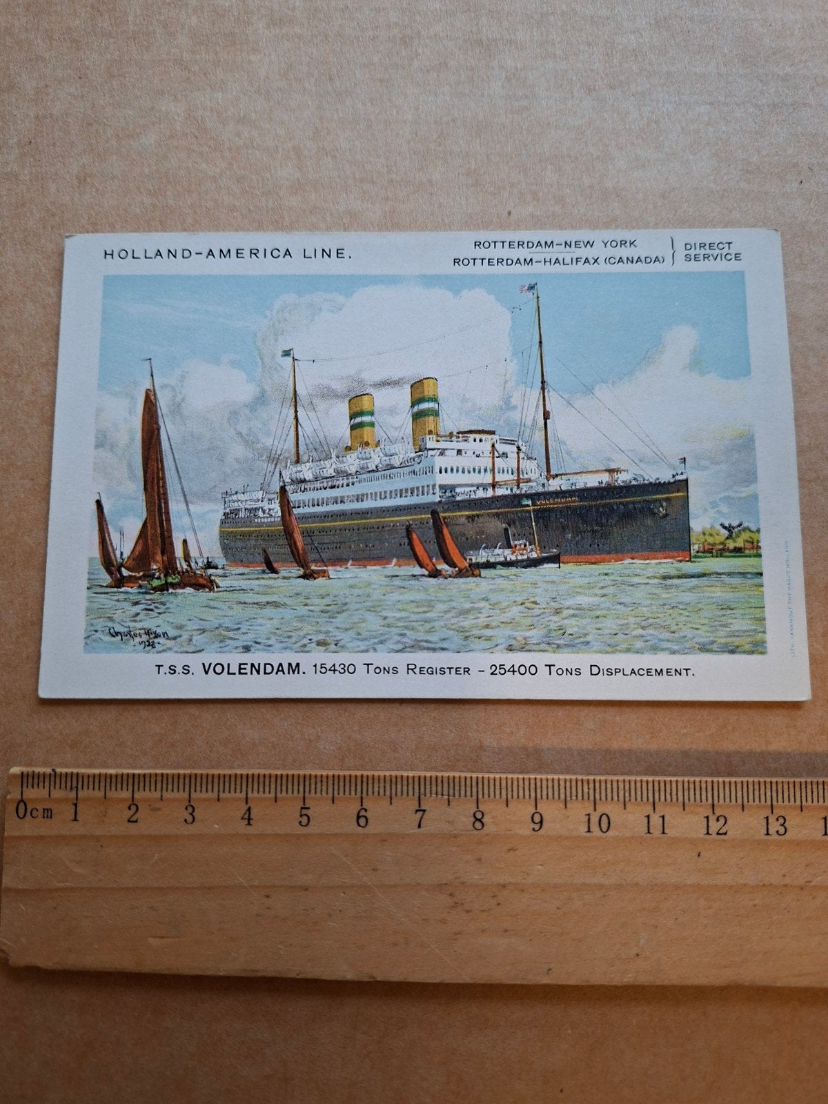 Holland-Amerika Lijn T.S.S. Volendam Ansichtkaart, Ophalen of Verzenden, Voor 1920, Ongelopen, Zuid-Holland