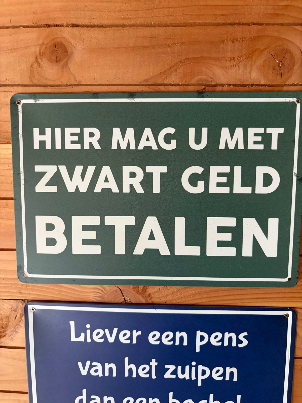 9 Metalen Wandborden - Perfect voor de Mancave!, Ophalen, Metaal, Gebruikt, Reclamebord