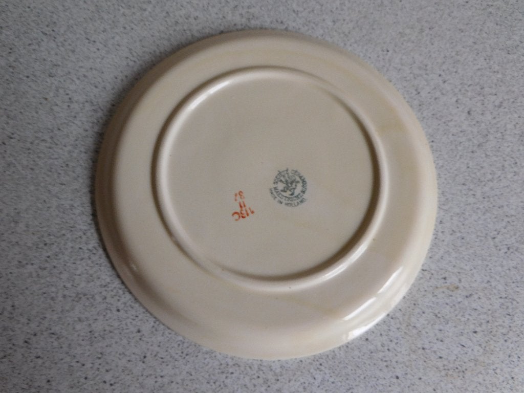 Vintage Eierbord Crème Groene Rand Société Céramique, Ophalen of Verzenden