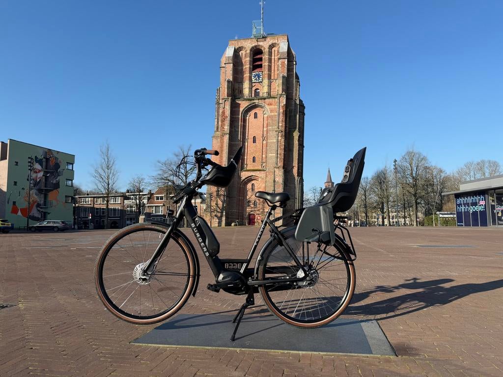 Burgers e-kango moederfiets (gratis kinderzitjes), 2 zitjes, Gebruikt, Dubbele standaard, Ophalen