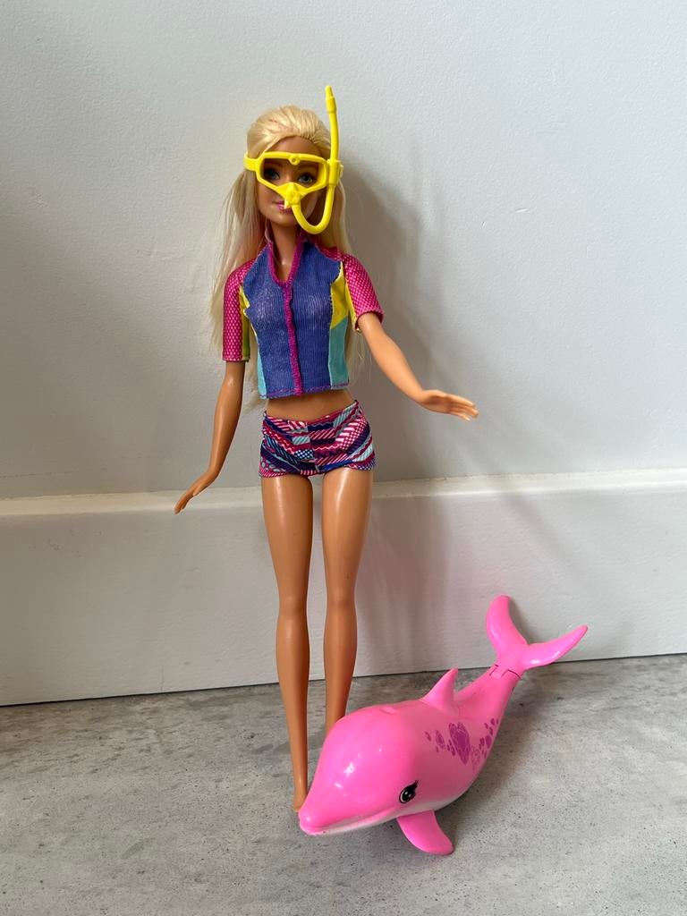 Barbie Dolphin Magic met snorkel en dolfijn, Kinderen en Baby's, Speelgoed | Poppen, Gebruikt, Barbie, Ophalen of Verzenden
