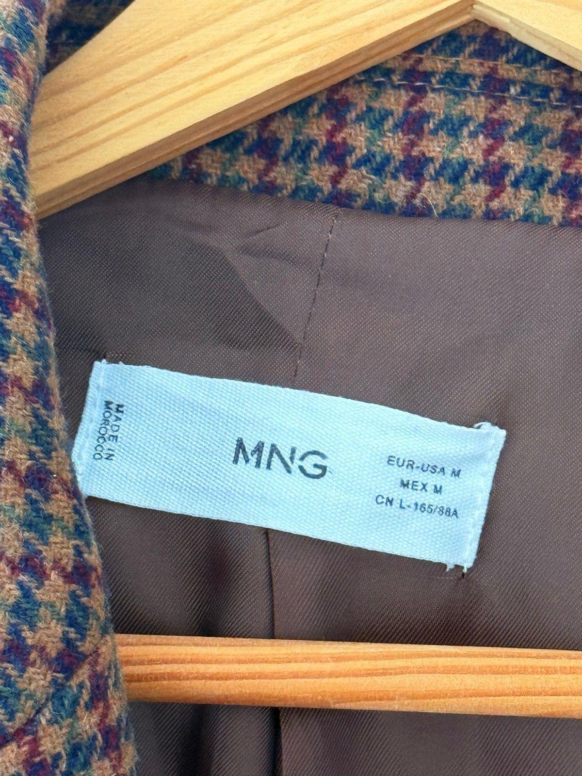 MNG Mango Jasje Blazer Maat M Bruin Geruit, Bruin, Zo goed als nieuw, Jasje, Ophalen