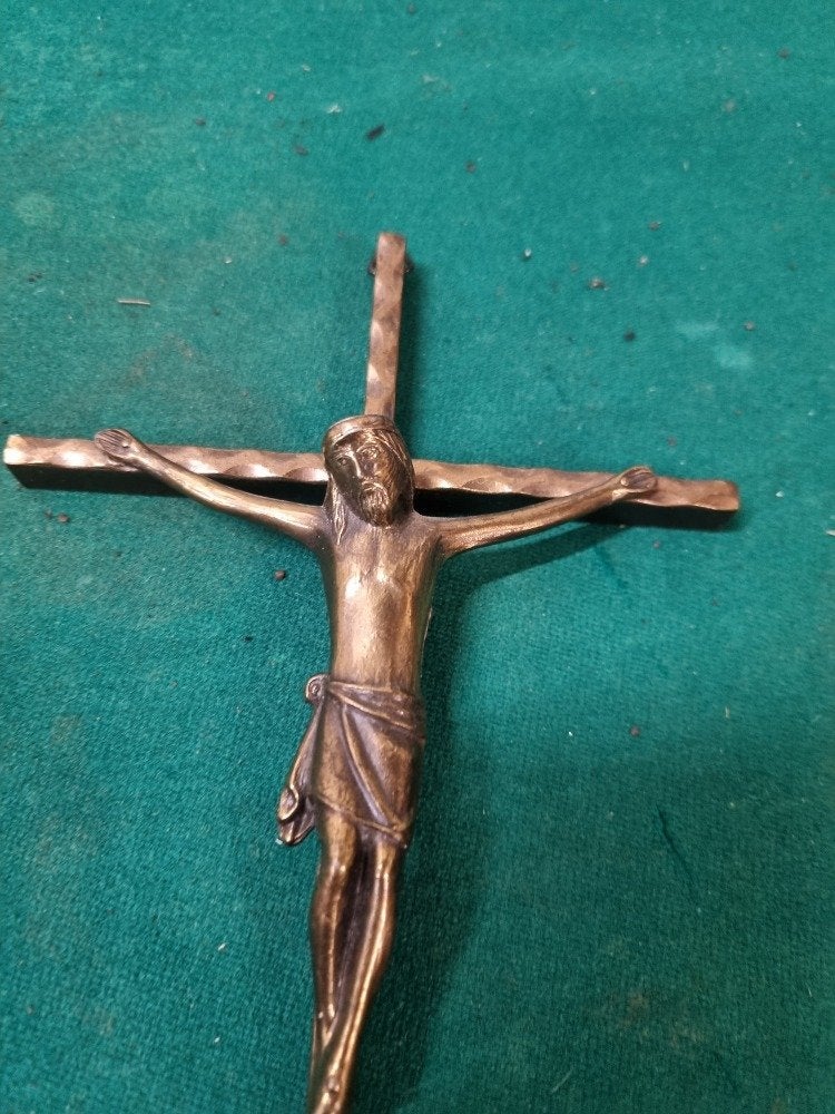 kruisbeeld messing met jezus, Verzamelen, Ophalen of Verzenden