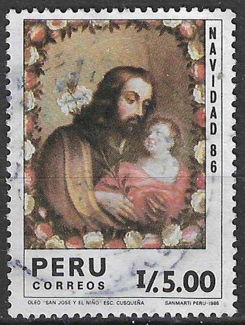 Peru 1986 - Yvert 851 - Heilige Jozef met Kindje Jezus (ST), Verzenden, Gestempeld, Zuid-Amerika