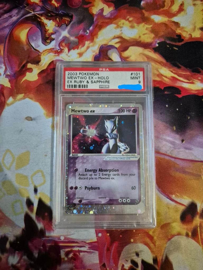 Mewtwo ex Holo PSA 9 Mint 2003 Pokémon EX Ruby & Sapphire, Ophalen of Verzenden, Zo goed als nieuw, Losse kaart, Foil