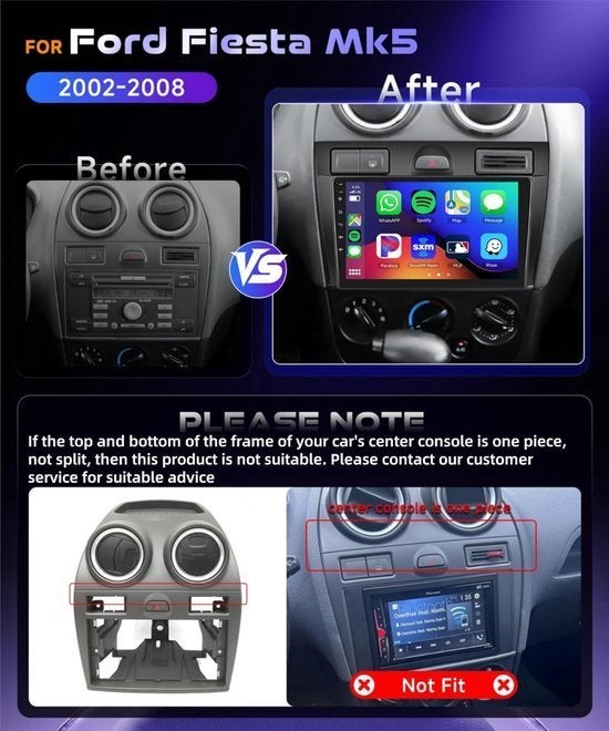 Ford Fiesta Autoradio – Multimedia Systeem – 2-DIN Radio, Corvance B.V., Verzenden, Nieuw, Corvancebol@gmail.com