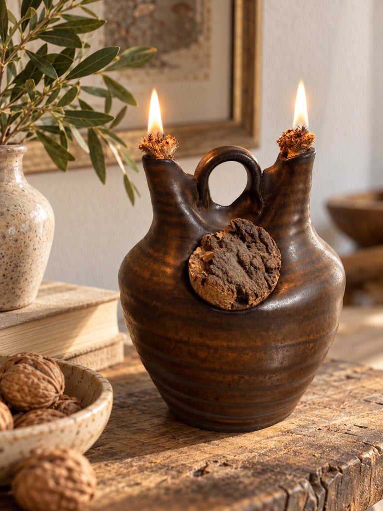 Gesigneerde Jan de Graaf keramische olielamp – 2 lonten, Ophalen of Verzenden
