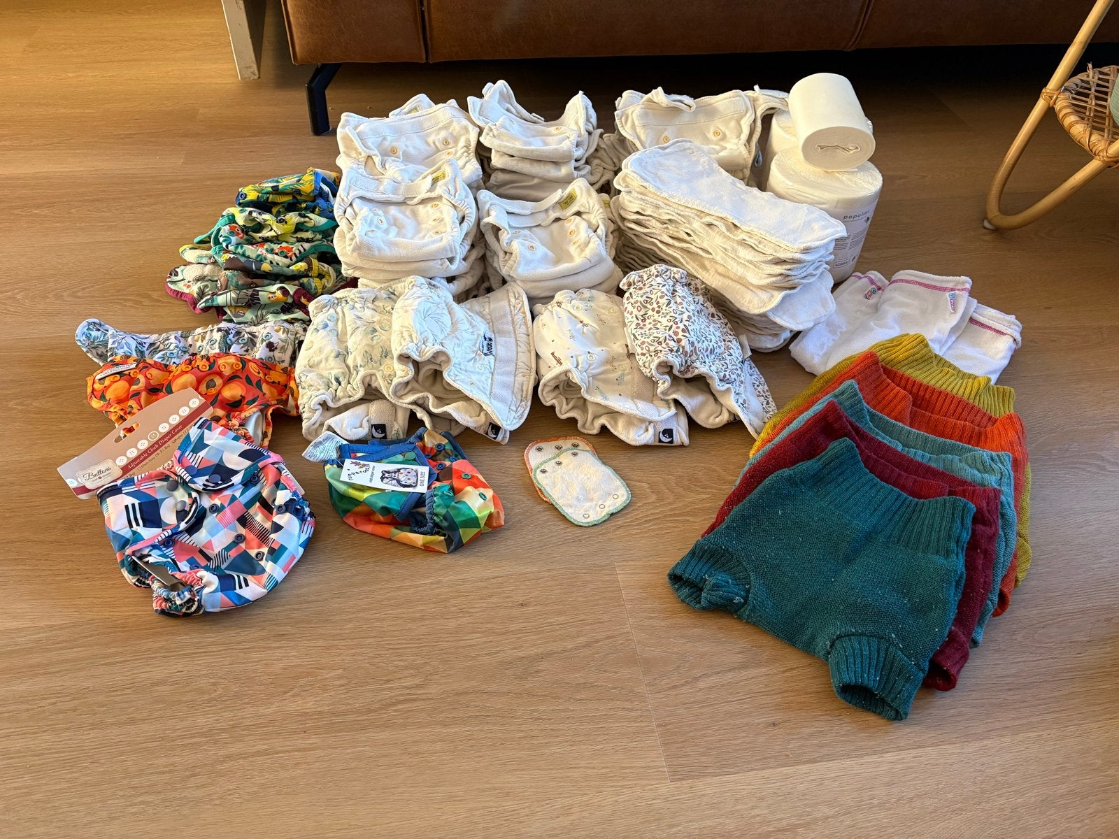 Compleet pakket wasbare luiers: Hu-da, Anavy, wolbroekjes, Ophalen of Verzenden, Gebruikt