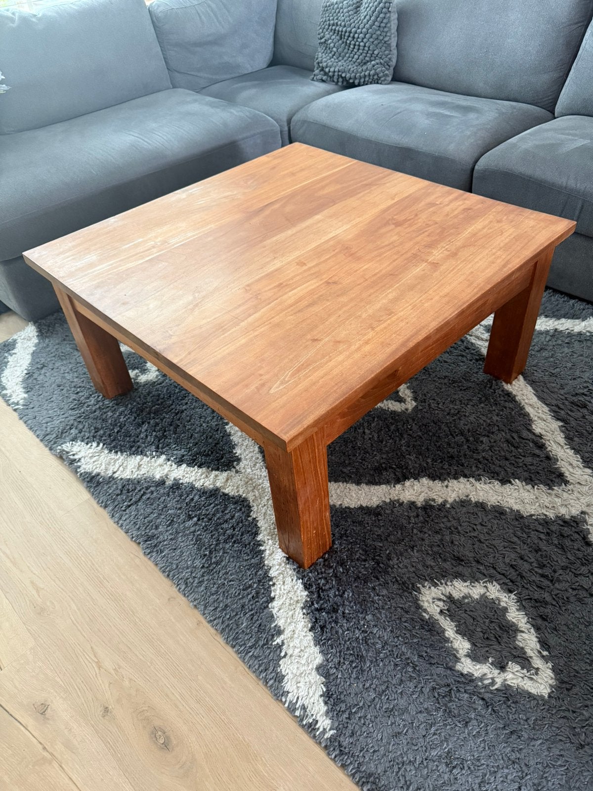 Salontafel teak, Huis en Inrichting, Ophalen, Gebruikt, 100 tot 150 cm, Vierkant