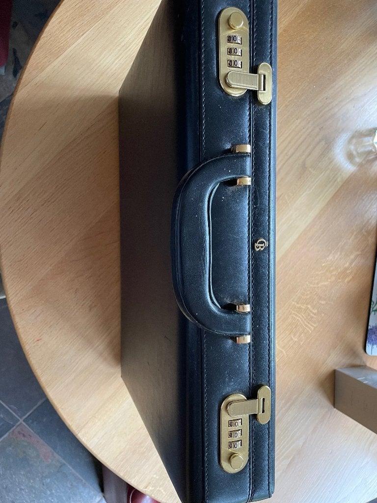 Leren Aktetas met Cijferslot - Zwart, Sieraden, Tassen en Uiterlijk, Ophalen, Gebruikt, Slot, 35 tot 45 cm