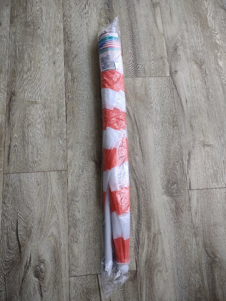 Prachtige nieuwe rood wit gestreepte parasol, strandparasol, Onb, Nieuw, Ophalen of Verzenden, Onb