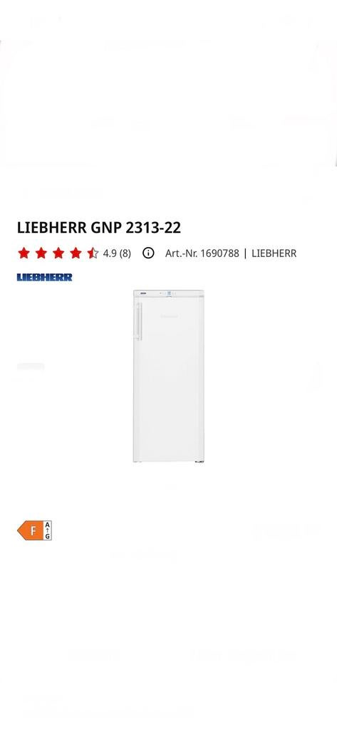 Liebherr vriezer, Witgoed en Apparatuur, Koelkasten en IJskasten, 150 tot 200 liter, Ophalen, Zo goed als nieuw, Met vriesvak